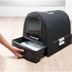 Curver WC kočka kryté domek Rattan 39x39x51cm antracit