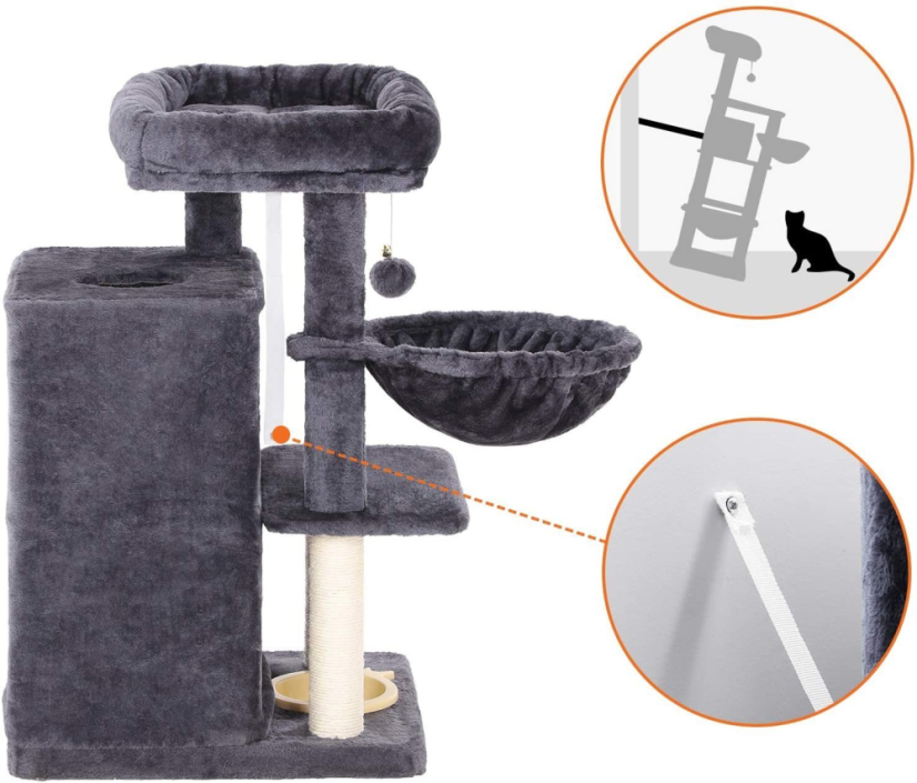 VÝPREDAJ Škrabadlo Felix, tmavosivé, 50 × 40 × 85 cm