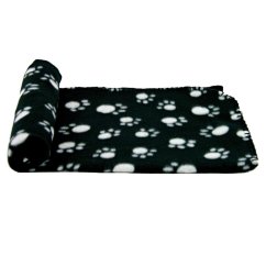 Deka fleece s tlapkami černá 100x70cm
