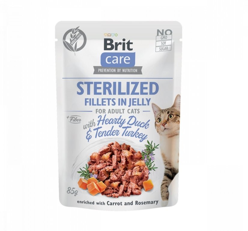 Brit Care Cat Fillets in Jelly Steril Duck&Turkey 85g