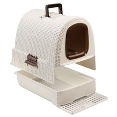 Curver WC kočka kryté domek Rattan 39x39x51cm mocha