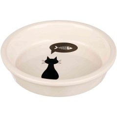 Keramická miska s černou kočkou, s okrajem bílá 0,25 l/13 cm