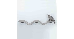 Šplhací žebřík k upevnění na stěnu, 3 platformy, 150x30cm, šedohnědá