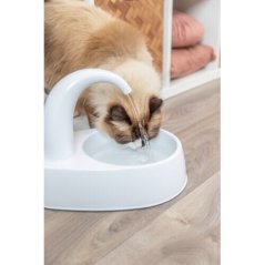Fontána na vodu s oblým kohoutkem, 2,5 l/25 × 24,5 × 35 cm, plast, bílá
