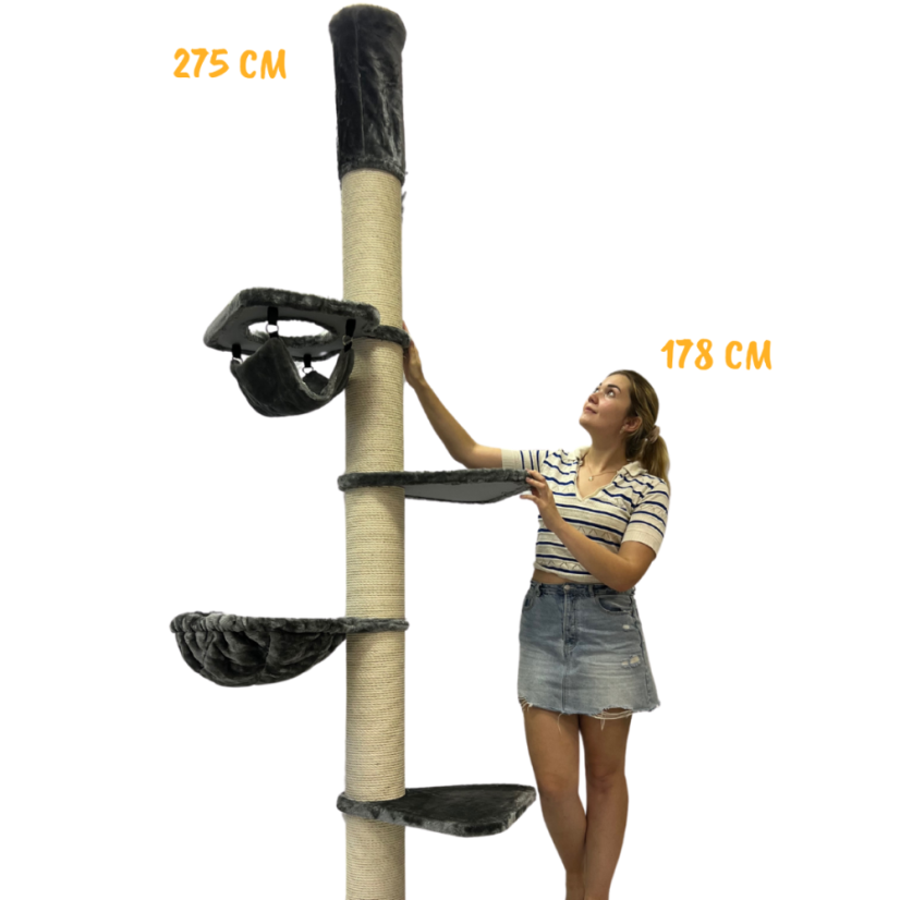 Škrabadlo do stropu Simba XXL, béžová, 57 × 57 × 240–275 cm