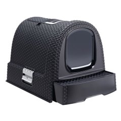 Curver WC kočka kryté domek Rattan 39x39x51cm antracit