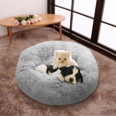 Pelíšek Donut plyšový M, 50cm, sv.šedá
