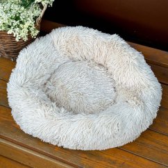 SLEVA Pelíšek Donut Pro plyšový L, 60cm, kremová