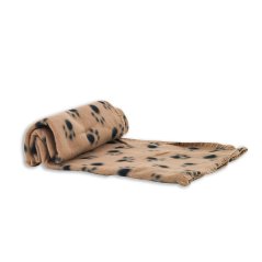 Deka fleece s tlapkami hnědá 100x70cm