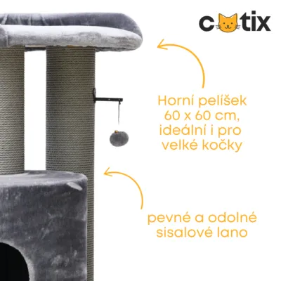 Škrabadlo XXL Gigant Stříbrňáček, 75 x 75 x 165cm, extrémně stabilní s masivními sloupy