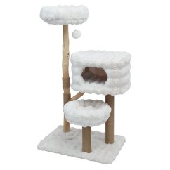 PetBuddy škrabadlo BRISIGHELLA 76 x 50 x 137 cm, hruškový strom/bubble plyš, krémová/přírodní