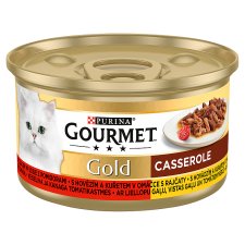 Gourmet gold 85 g hovězí+kuře v rajčatové omáčce