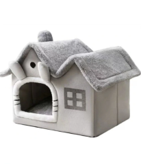 SPK Comfy Hut Grey – plyšový domeček pro psy a kočky, skládací 40×33×36 cm