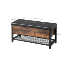 Silva rustikální hnědá lavice s úložným prostorem 100 x 47 x 40 cm
