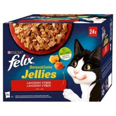 Felix Sensations Multipack 24 x 85 g v želé hovězí s rajčaty,kuře s mrkví, kachna se špen