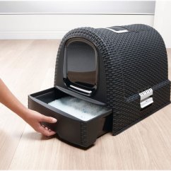 Curver WC kočka kryté domek Rattan 39x39x51cm antracit
