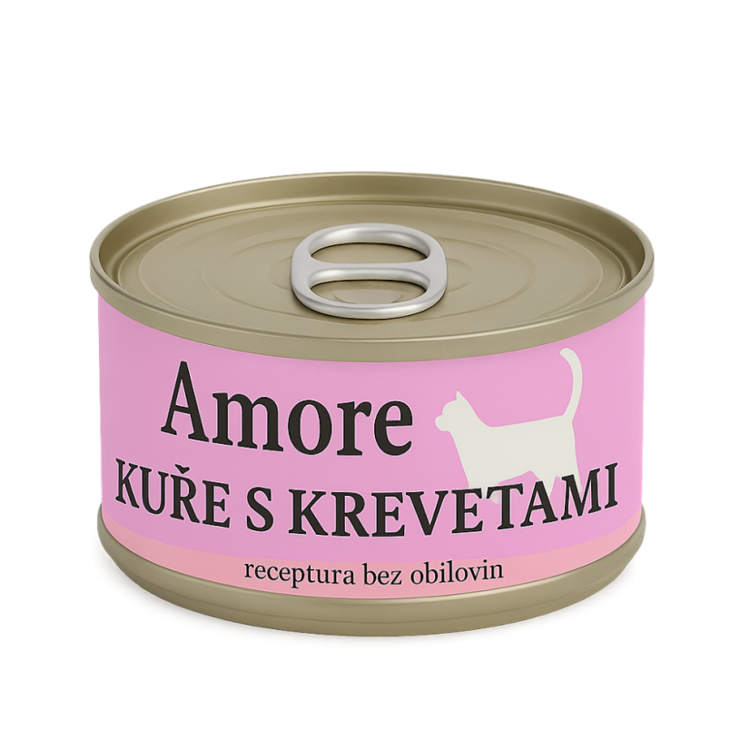 Amore Cat konzerva kura s krevetami 70g