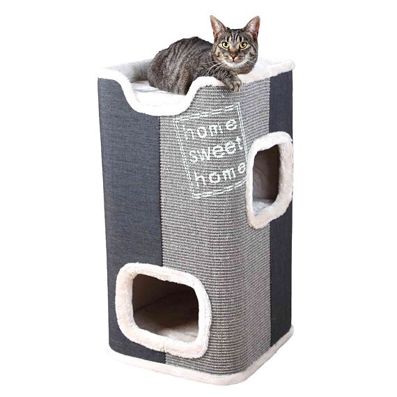 Škrabadlo Cat Tower JORGE s odpočívadlem,šedá s béžovou kožešinou 78cm