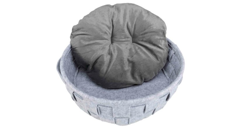 Kulatý pelech LENNIE propletený 45 cm šedý