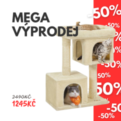 VÝPREDAJ Škrabadlo Dana, krémové, 84x60x40 cm – 2 jaskyne a vyhliadka so zvýšeným okrajom