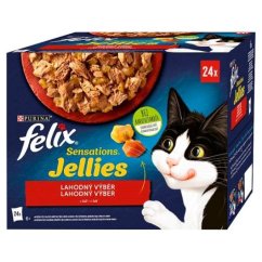 Felix Sensations Multipack 24 x 85 g v želé hovězí s rajčaty,kuře s mrkví, kachna se špen