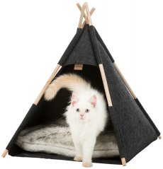 Jeskyňka TIPI - přístřešek ve tvaru týpí, 55 x 65 x 55 cm, plsť/dřevo, antracit