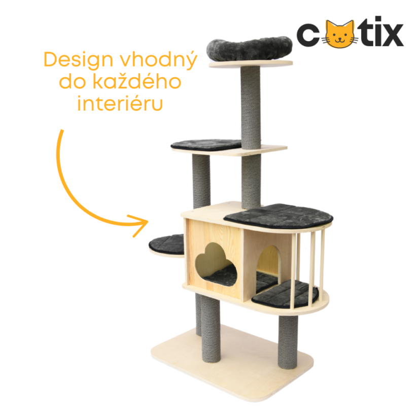 Škrabadlo Heavenly Perch, 68x48x143 cm – domček v tvare obláčika, moderný dizajn