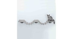 Šplhací žebřík k upevnění na stěnu, 3 platformy, 150x30cm, šedohnědá