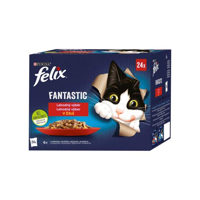 Felix Sensations Multipack 24 x 85 g v želé kuře, hovězí, králík, jehně