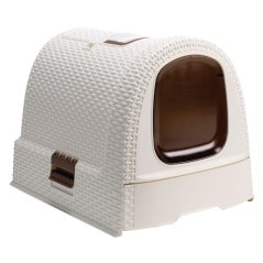 Curver WC kočka kryté domek Rattan 39x39x51cm mocha