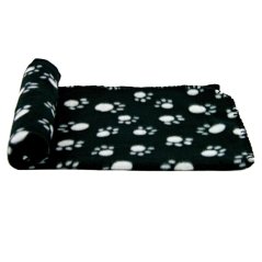 Deka fleece s tlapkami černá 100x70cm