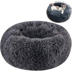 Pelíšek Donut plyšový M, 50cm, tm. šedá